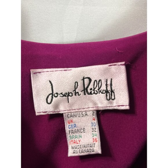 Joseph Ribkoff Womens Ruffle Accent Magenta Mid Dress Size 4 Bodycon Sleeveless - Picture 5 of 7